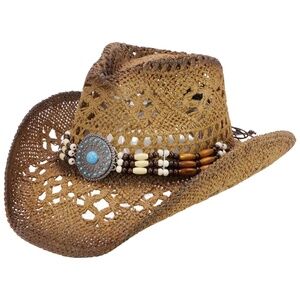 Chic Country Navajo beaded straw cowboy western hat